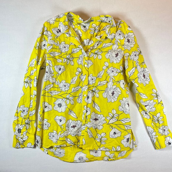 Kut From The Kloth Yellow Floral Button Up Long‎ Sleeve Shirt - Size XL - Picture 2 of 8